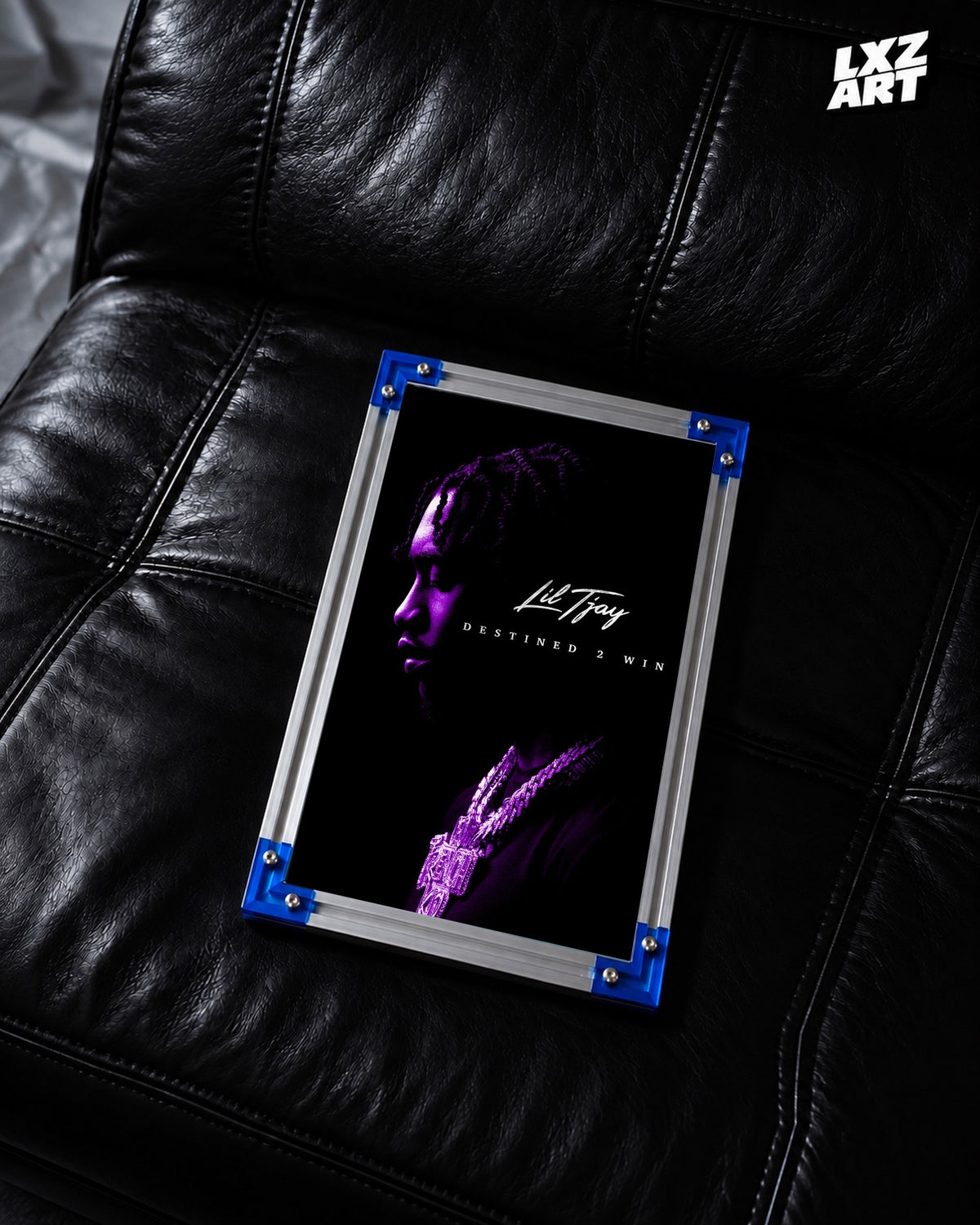 Lil Tjay Destined 2 Win Purple Profile Poster | Unframed Wall Art — LXZART display 2; frame not included