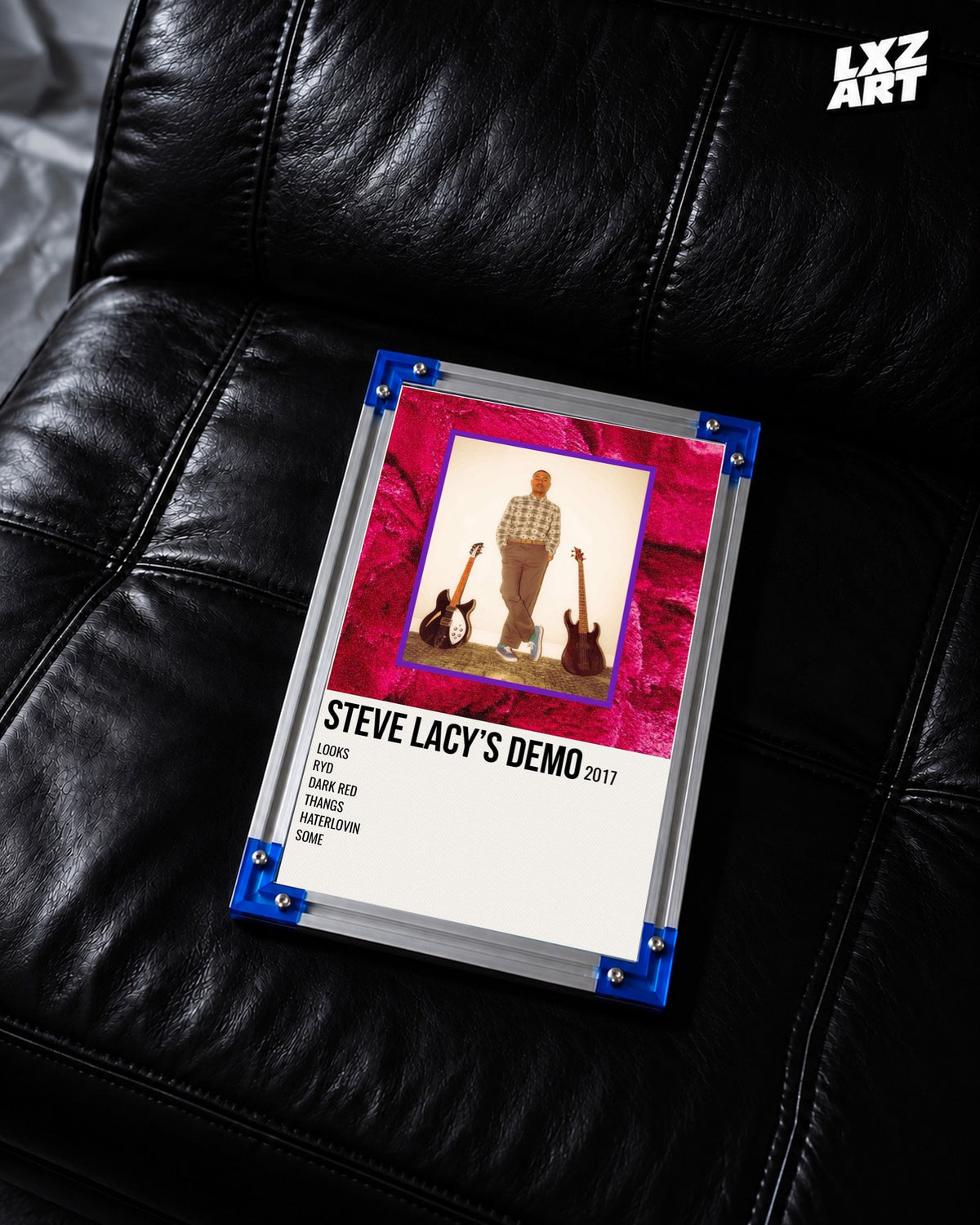 Steve Lacy's Demo Magenta Tracklist Poster | Unframed Wall Art — LXZART display 2; frame not included