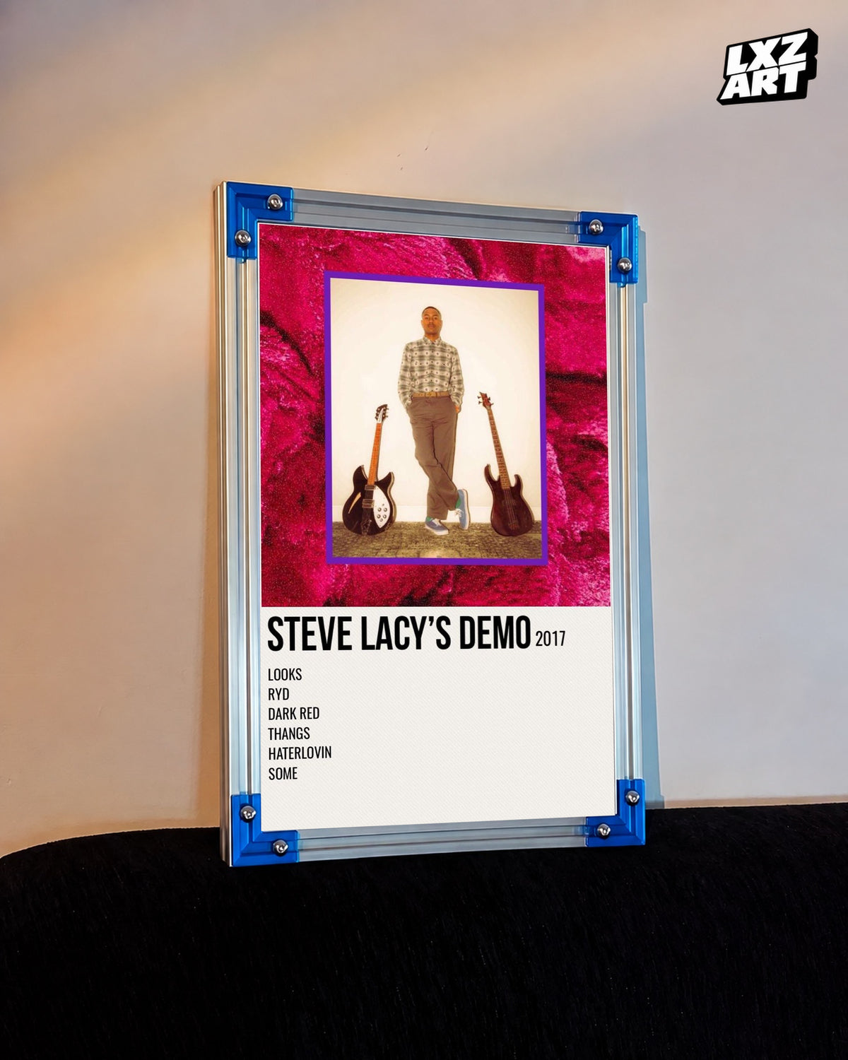 Steve Lacy's Demo Magenta Tracklist Poster | Unframed Wall Art — LXZART display 3; frame not included