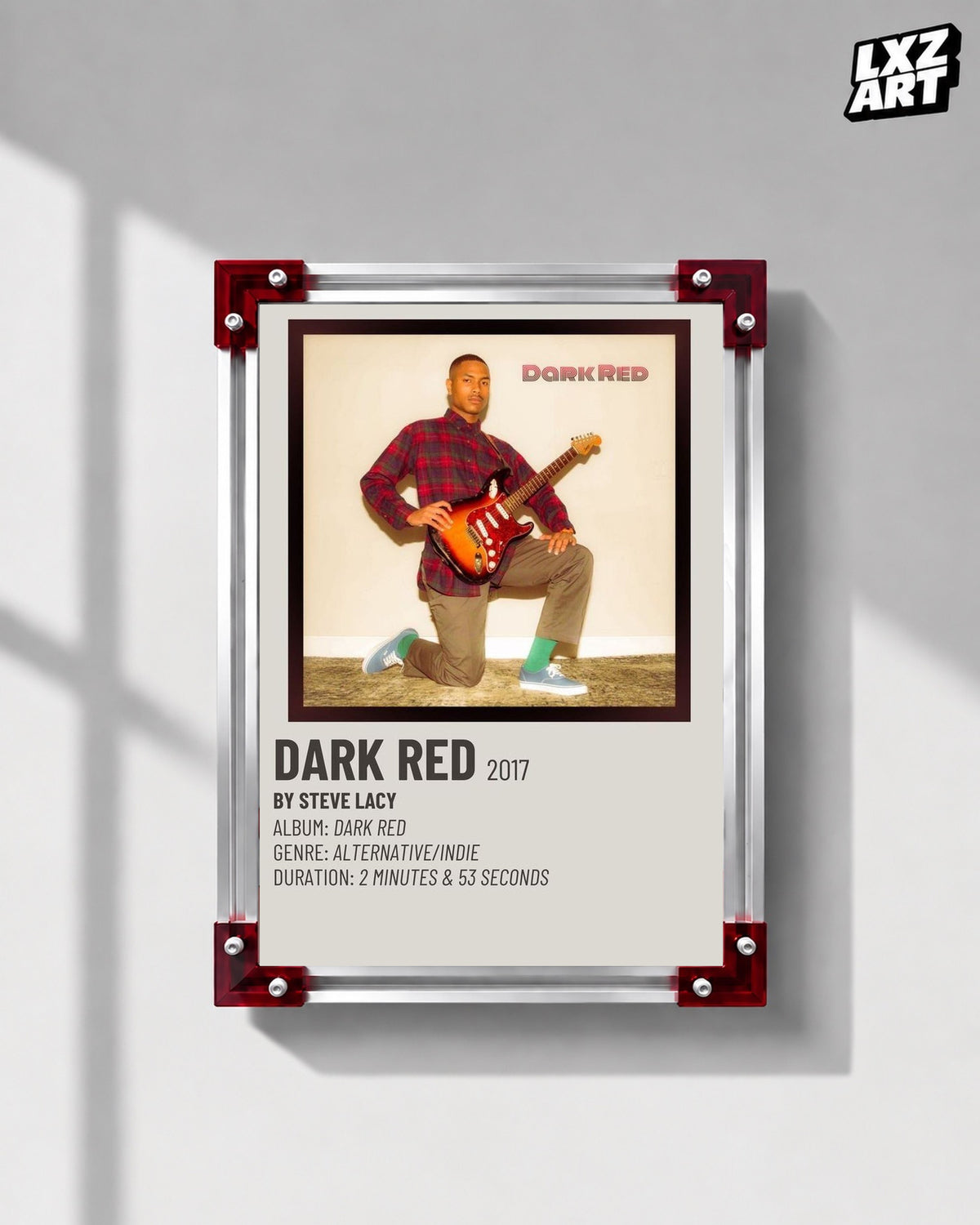 Steve Lacy Dark Red Guitar Portrait Poster | Unframed Wall Art — LXZART display 1; frame not included