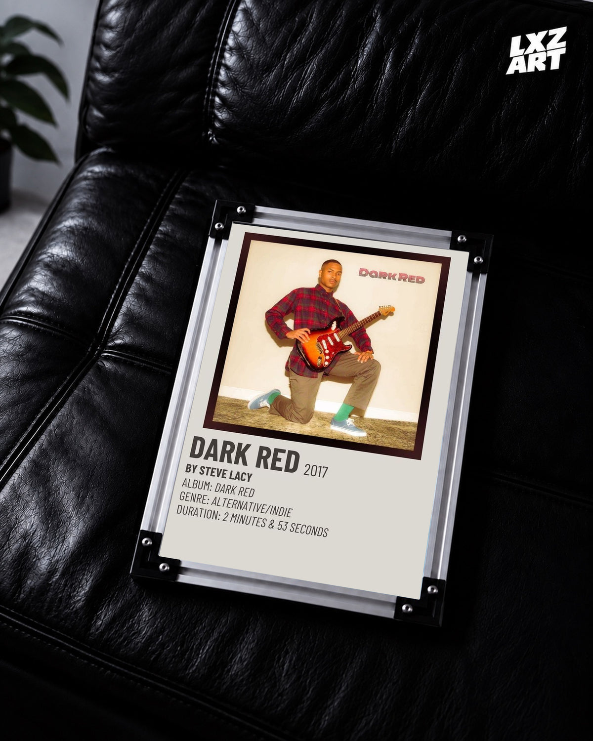 Steve Lacy Dark Red Guitar Portrait Poster | Unframed Wall Art — LXZART display 2; frame not included