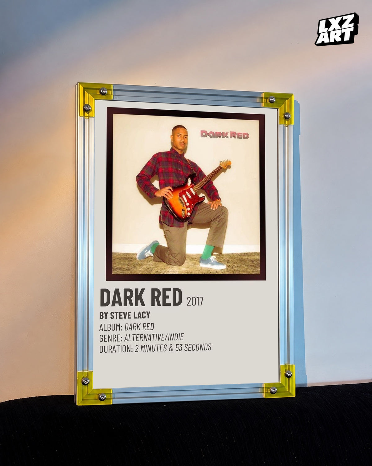 Steve Lacy Dark Red Guitar Portrait Poster | Unframed Wall Art — LXZART display 3; frame not included