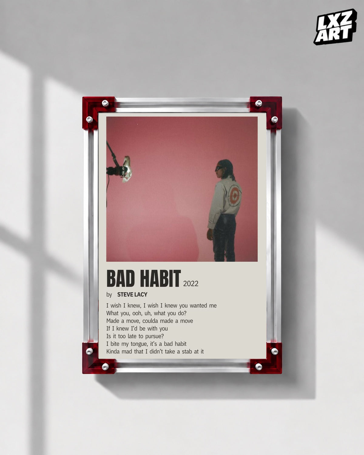 Steve Lacy Bad Habit Rose Lyric Poster | Unframed Wall Art — LXZART display 1; frame not included