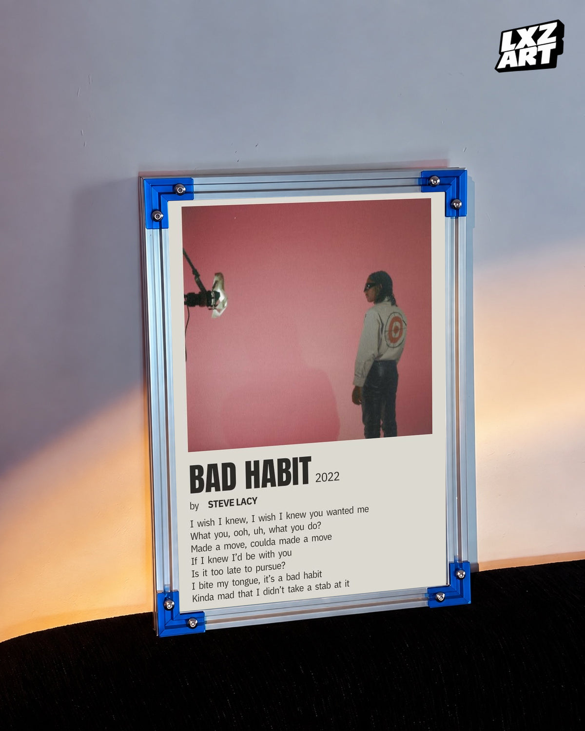 Steve Lacy Bad Habit Rose Lyric Poster | Unframed Wall Art — LXZART display 3; frame not included