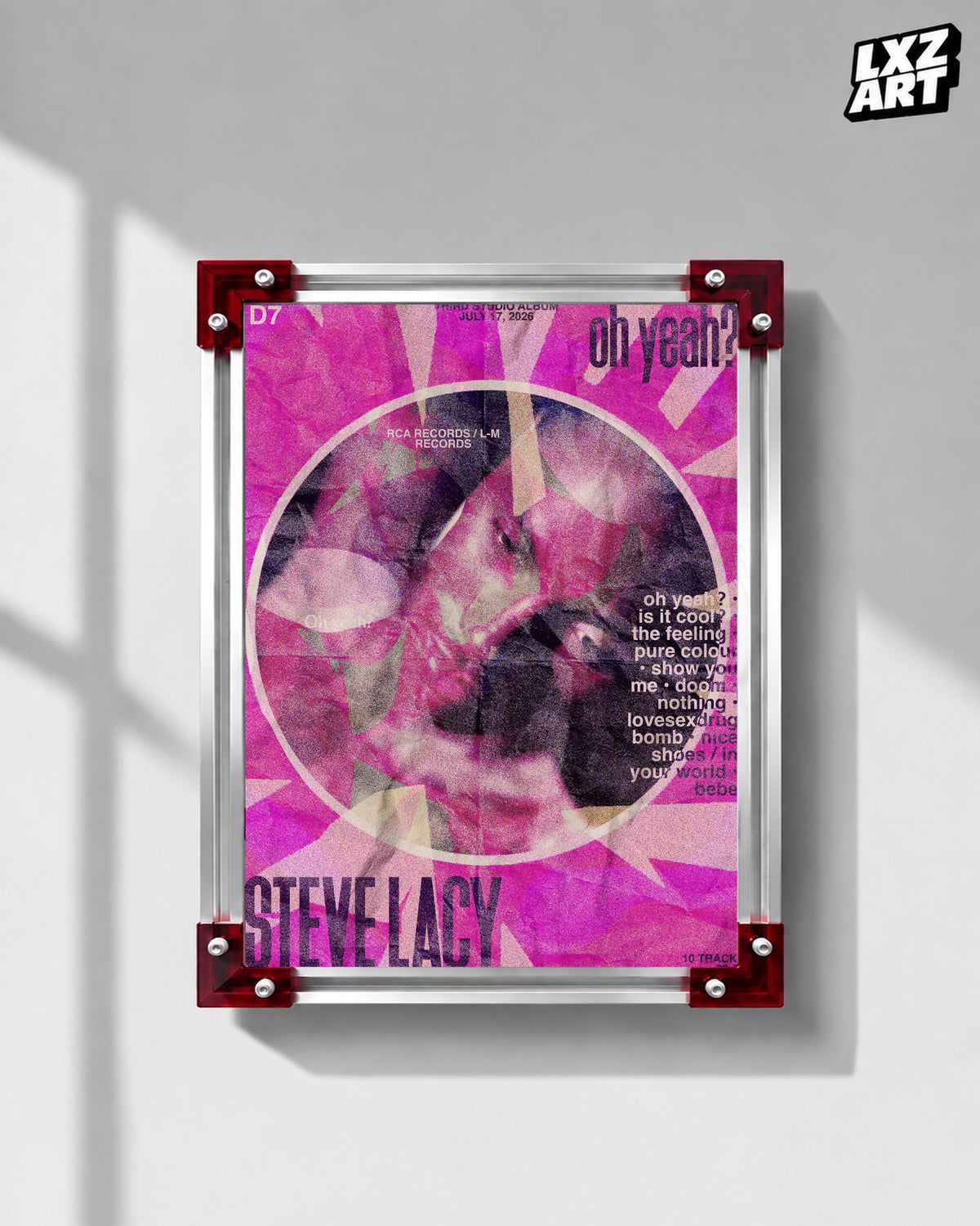 Steve Lacy Oh yeah? Magenta Sunburst Poster | Unframed Wall Art — LXZART display 1; frame not included