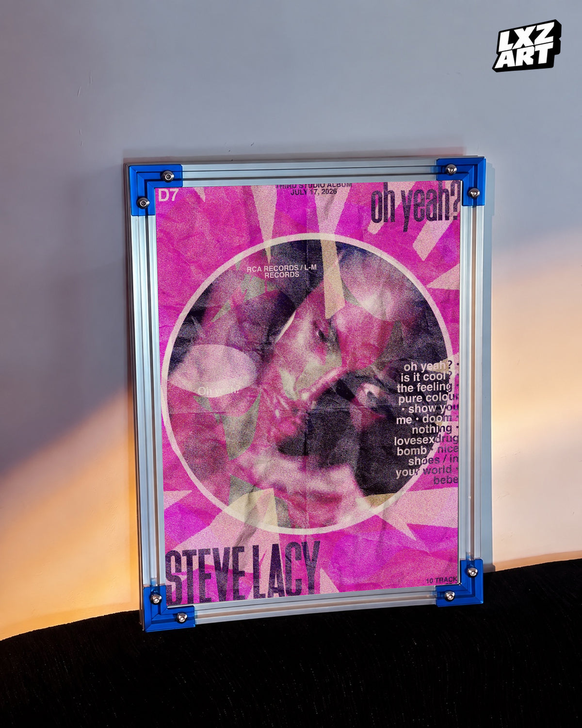Steve Lacy Oh yeah? Magenta Sunburst Poster | Unframed Wall Art — LXZART display 3; frame not included