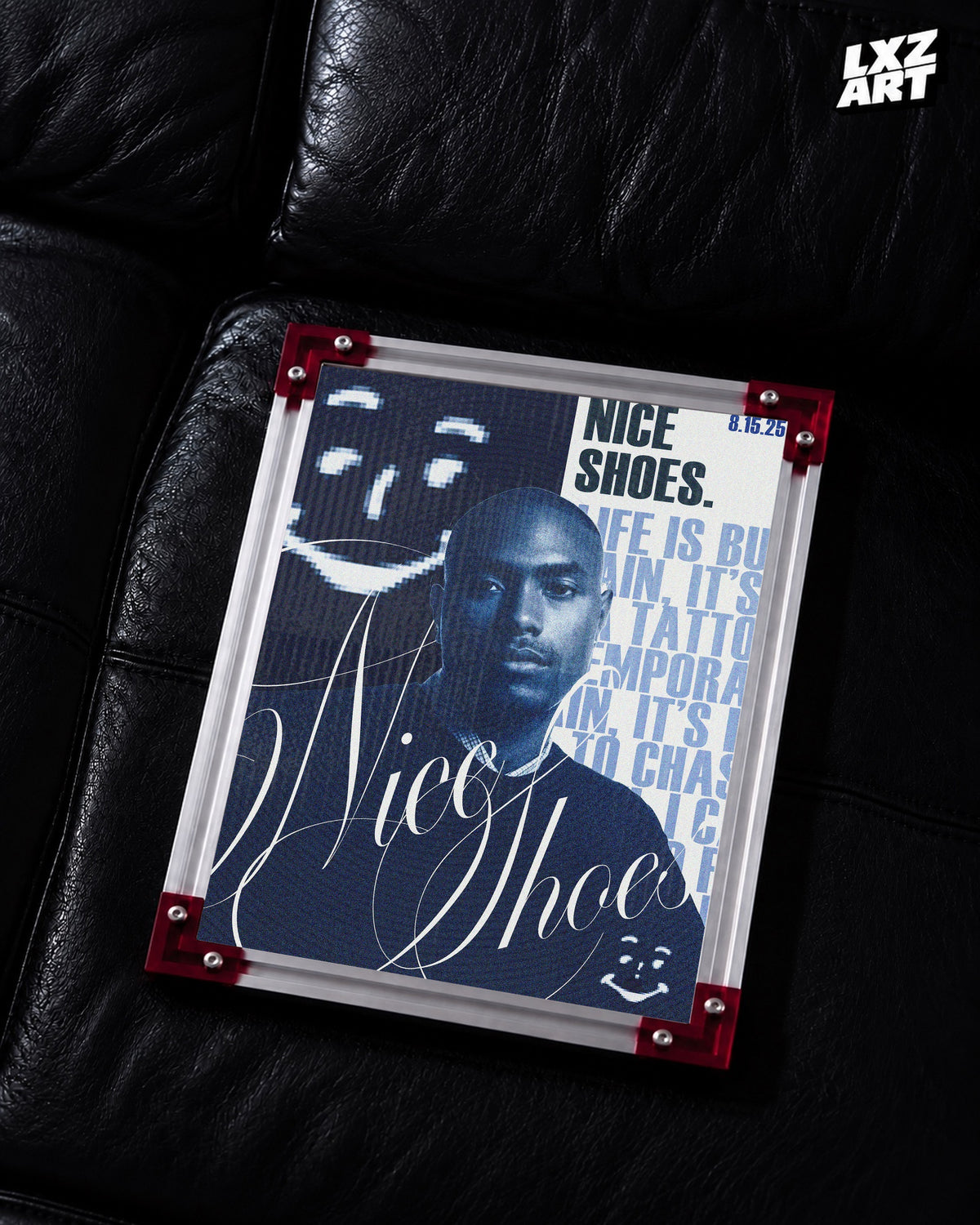 Steve Lacy Nice Shoes Blue Typography Poster | Unframed Wall Art — LXZART display 2; frame not included