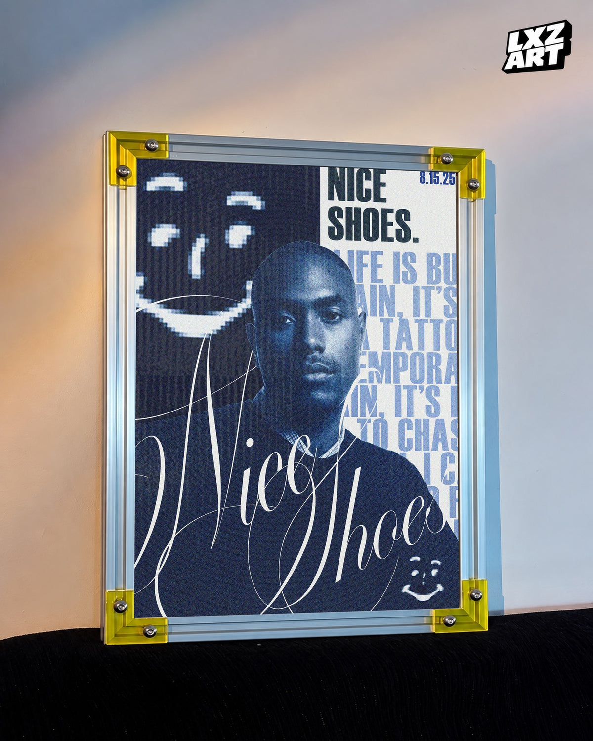 Steve Lacy Nice Shoes Blue Typography Poster | Unframed Wall Art — LXZART display 3; frame not included