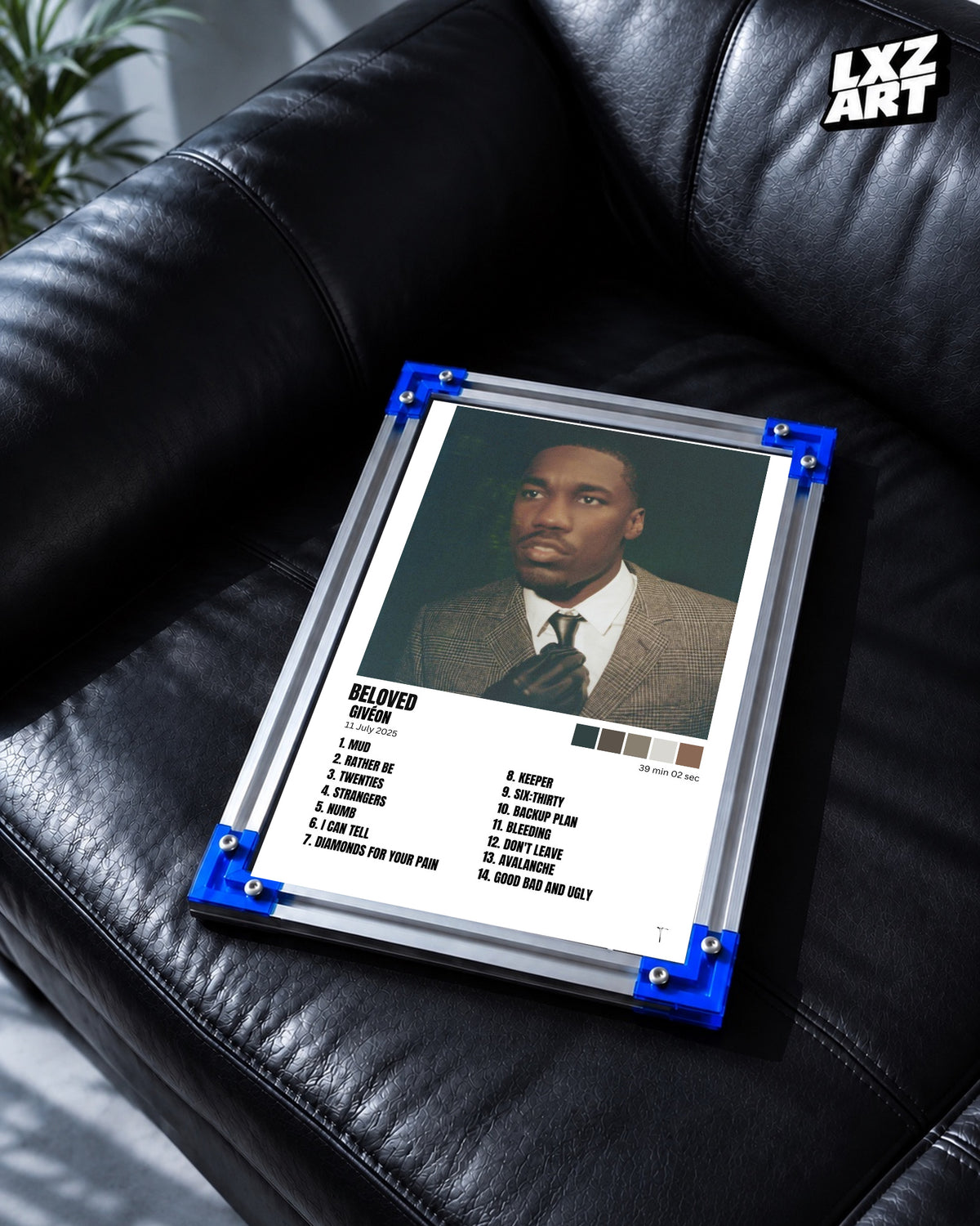 GIVĒON BELOVED White Tracklist Poster | Unframed Wall Art — LXZART display 2; frame not included