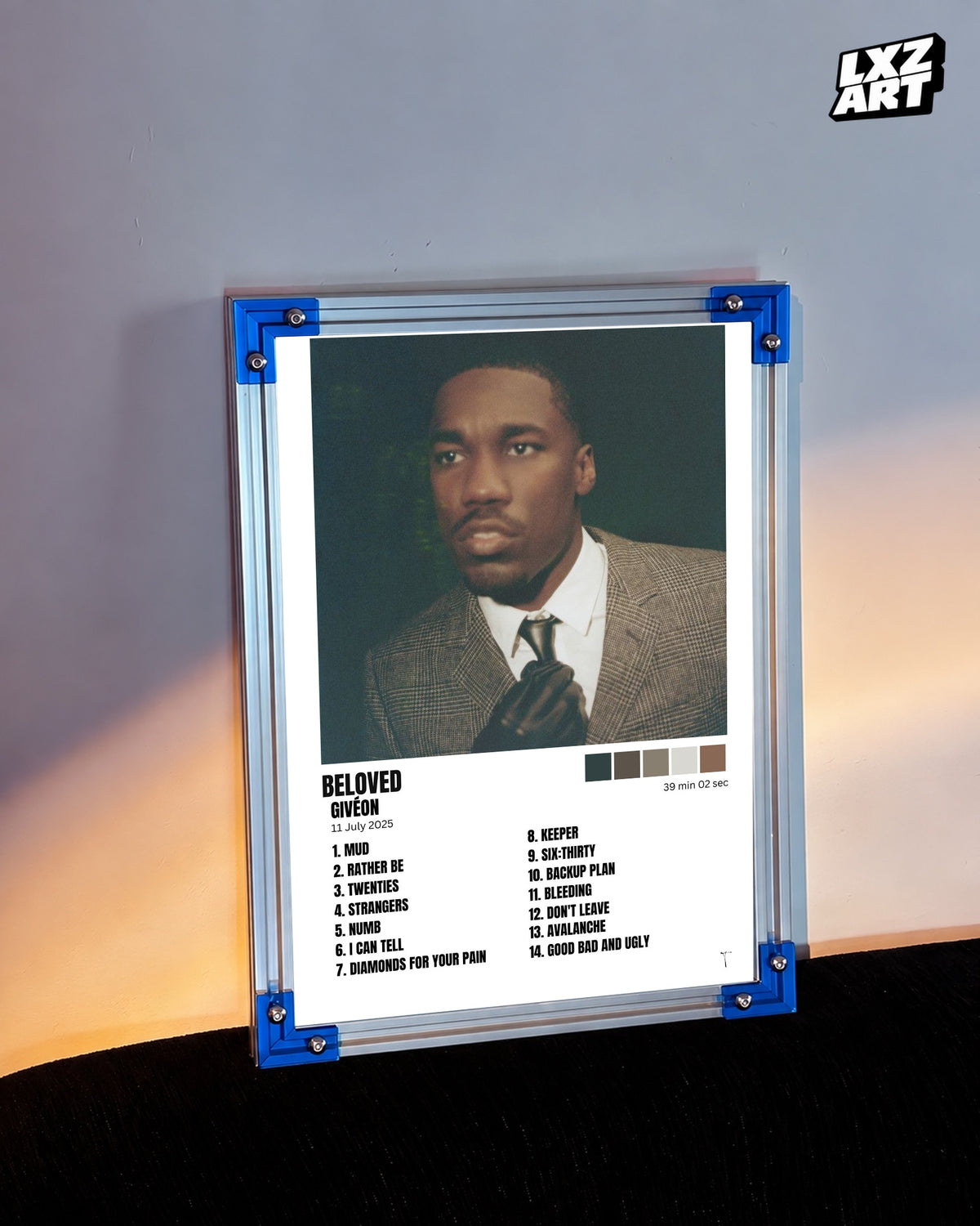 GIVĒON BELOVED White Tracklist Poster | Unframed Wall Art — LXZART display 3; frame not included