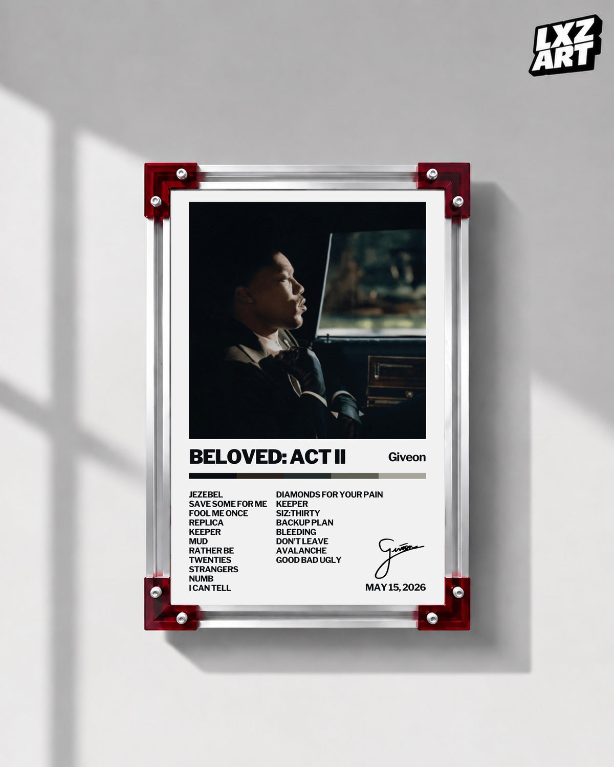 GIVĒON BELOVED: ACT II Cream Tracklist Poster | Unframed Wall Art — LXZART display 1; frame not included