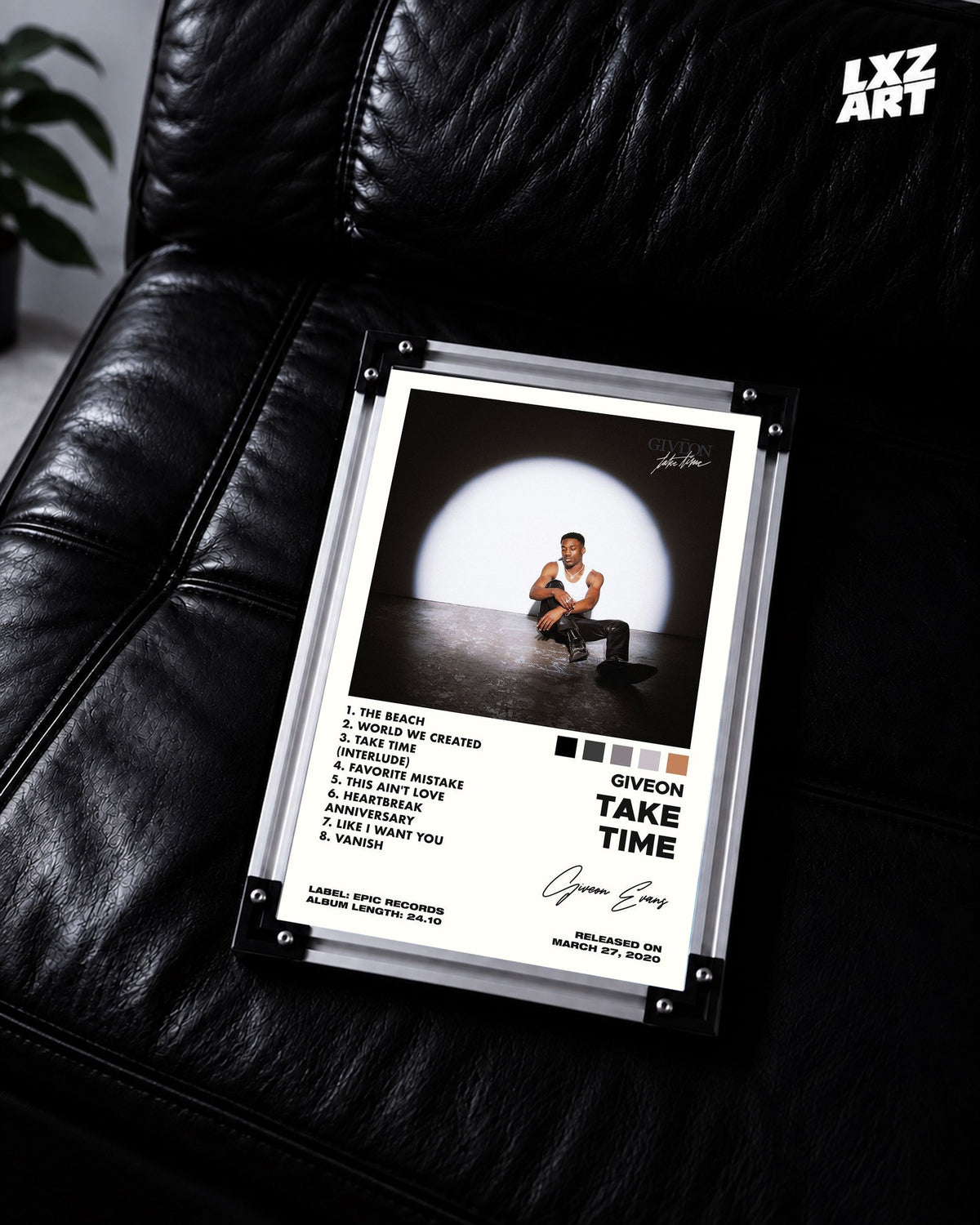 GIVĒON TAKE TIME Spotlight Tracklist Poster | Unframed Wall Art — LXZART display 2; frame not included