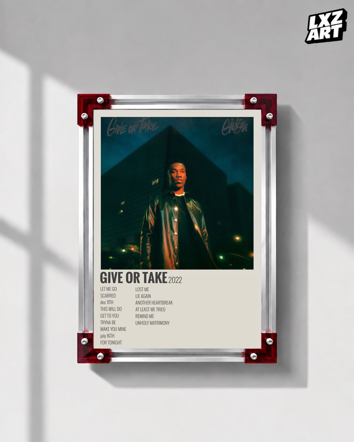 GIVĒON Give Or Take Cream Tracklist Poster | Unframed Wall Art — LXZART display 1; frame not included