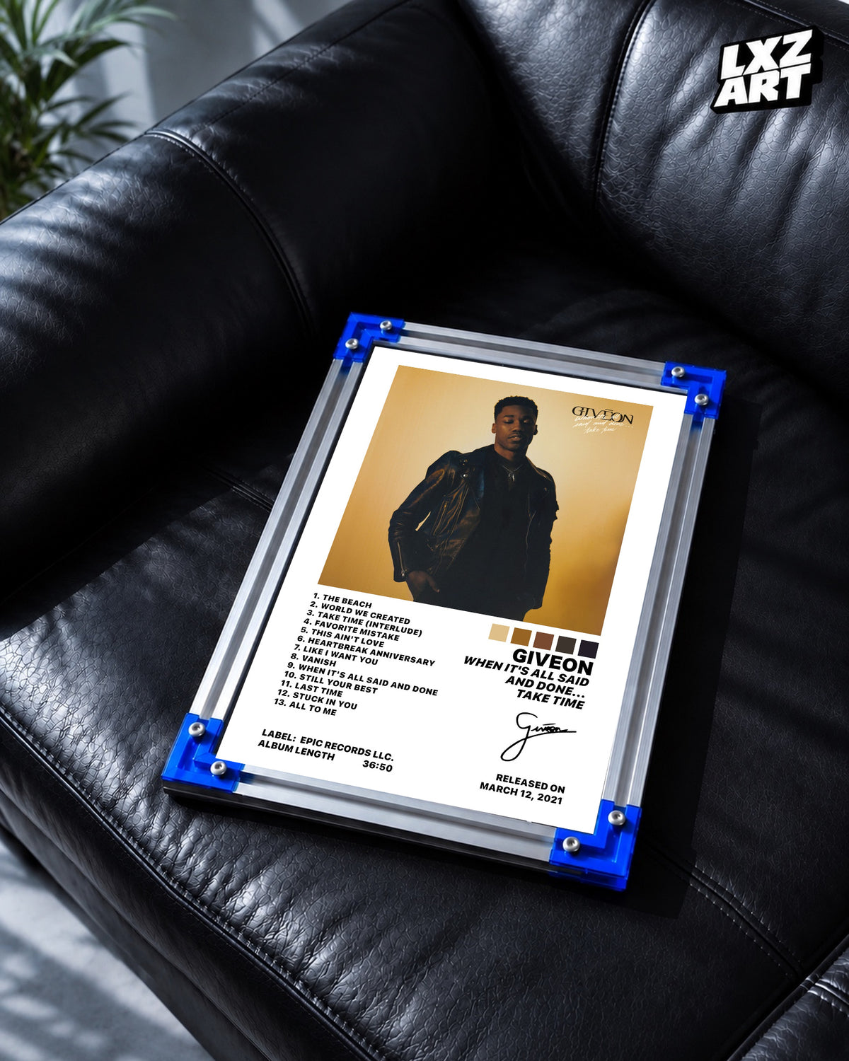 GIVĒON When It's All Said And Done... Take Time Gold Portrait Tracklist Poster | Unframed Wall Art — LXZART display 2; frame not included