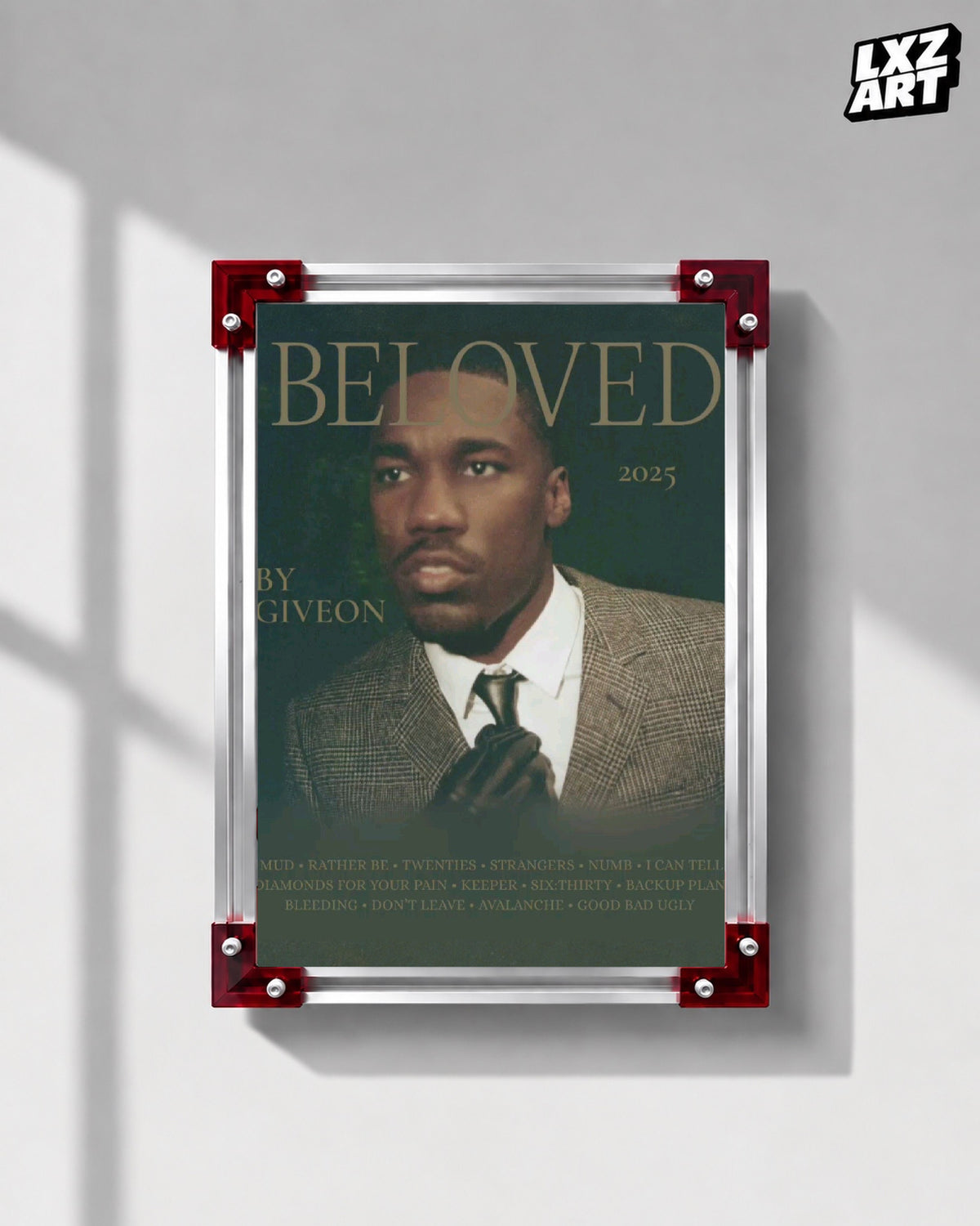 GIVĒON BELOVED Olive Typography Portrait Poster | Unframed Wall Art — LXZART display 1; frame not included