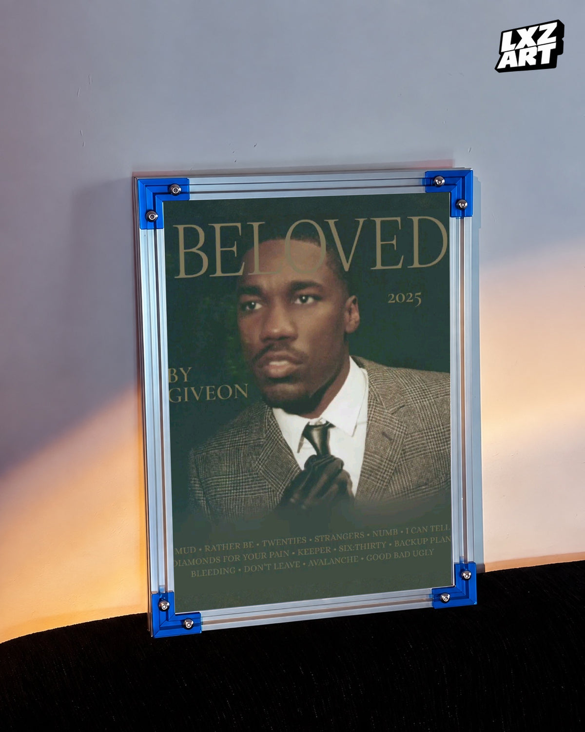 GIVĒON BELOVED Olive Typography Portrait Poster | Unframed Wall Art — LXZART display 3; frame not included