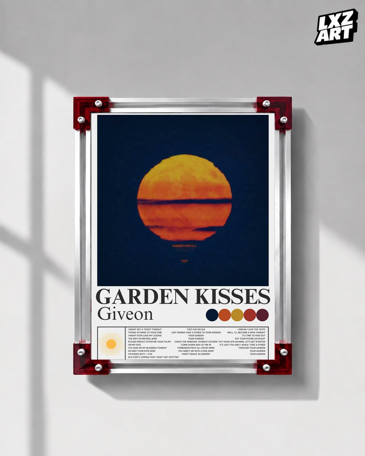 GIVĒON Garden Kisses Sunset Lyric Poster | Unframed Wall Art — LXZART display 1; frame not included