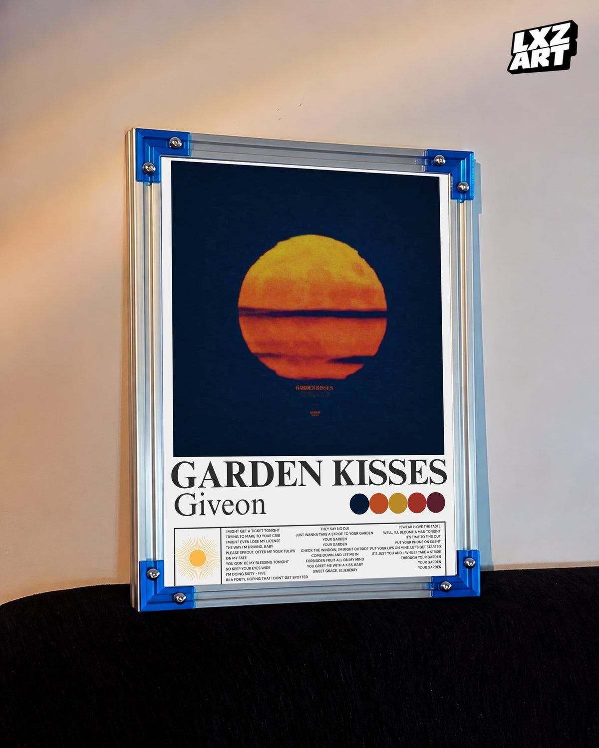 GIVĒON Garden Kisses Sunset Lyric Poster | Unframed Wall Art — LXZART display 3; frame not included