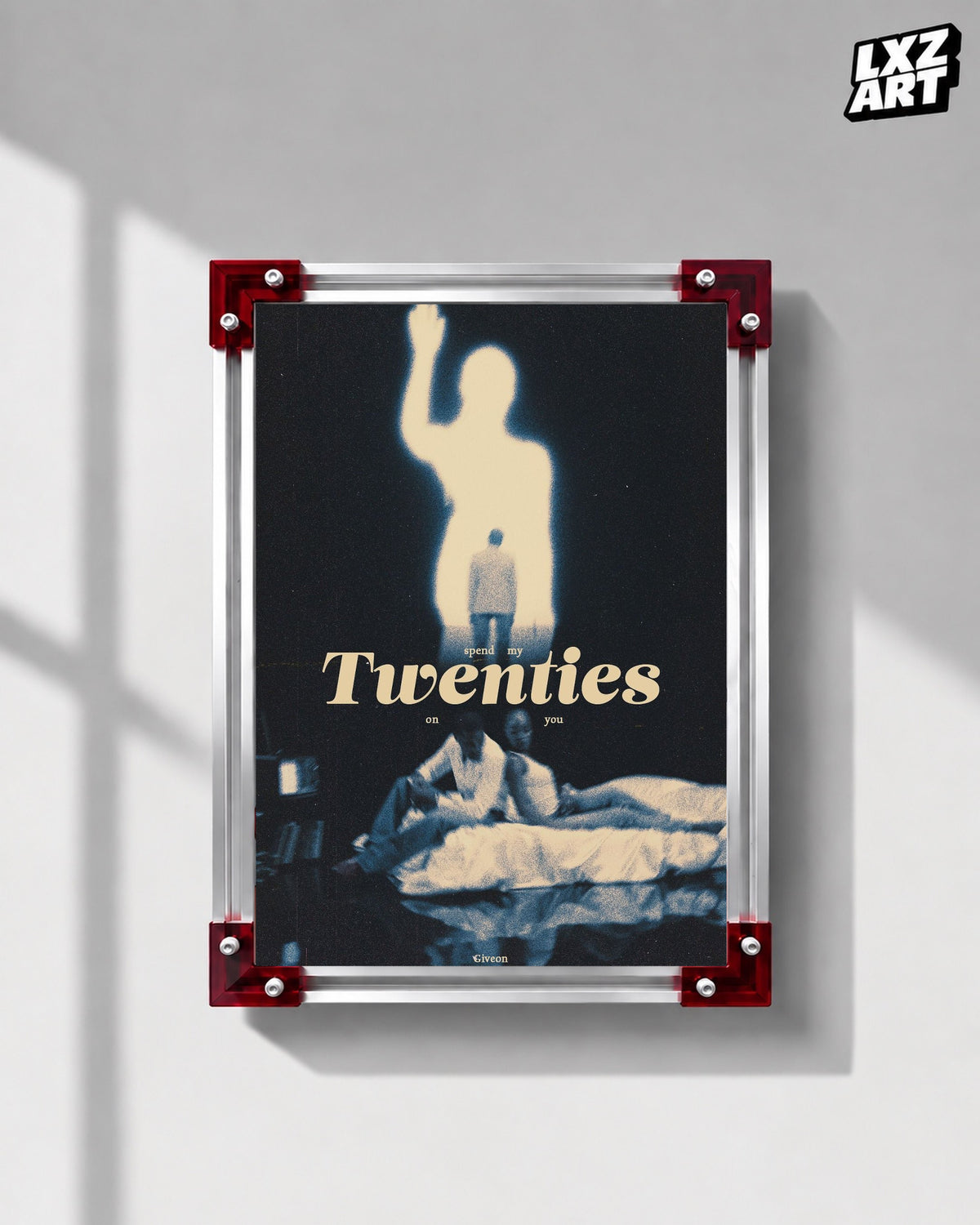 GIVĒON Twenties Blue and Cream Collage Poster | Unframed Wall Art — LXZART display 1; frame not included
