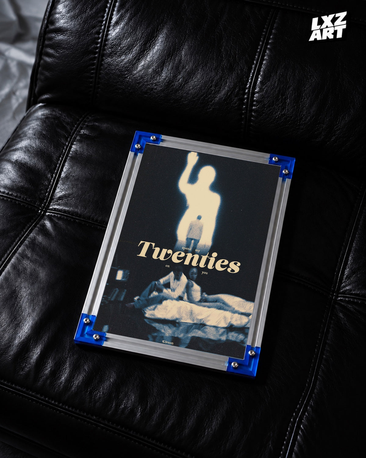 GIVĒON Twenties Blue and Cream Collage Poster | Unframed Wall Art — LXZART display 2; frame not included