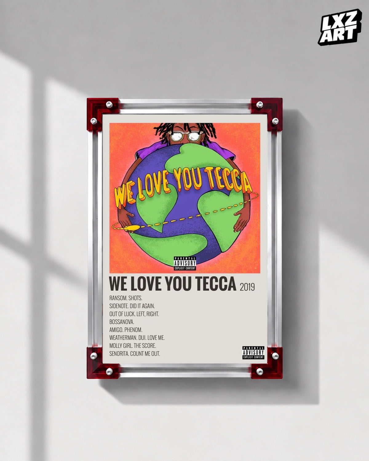 Lil Tecca We Love You Tecca Cream Tracklist Poster | Unframed Wall Art — LXZART display 1; frame not included