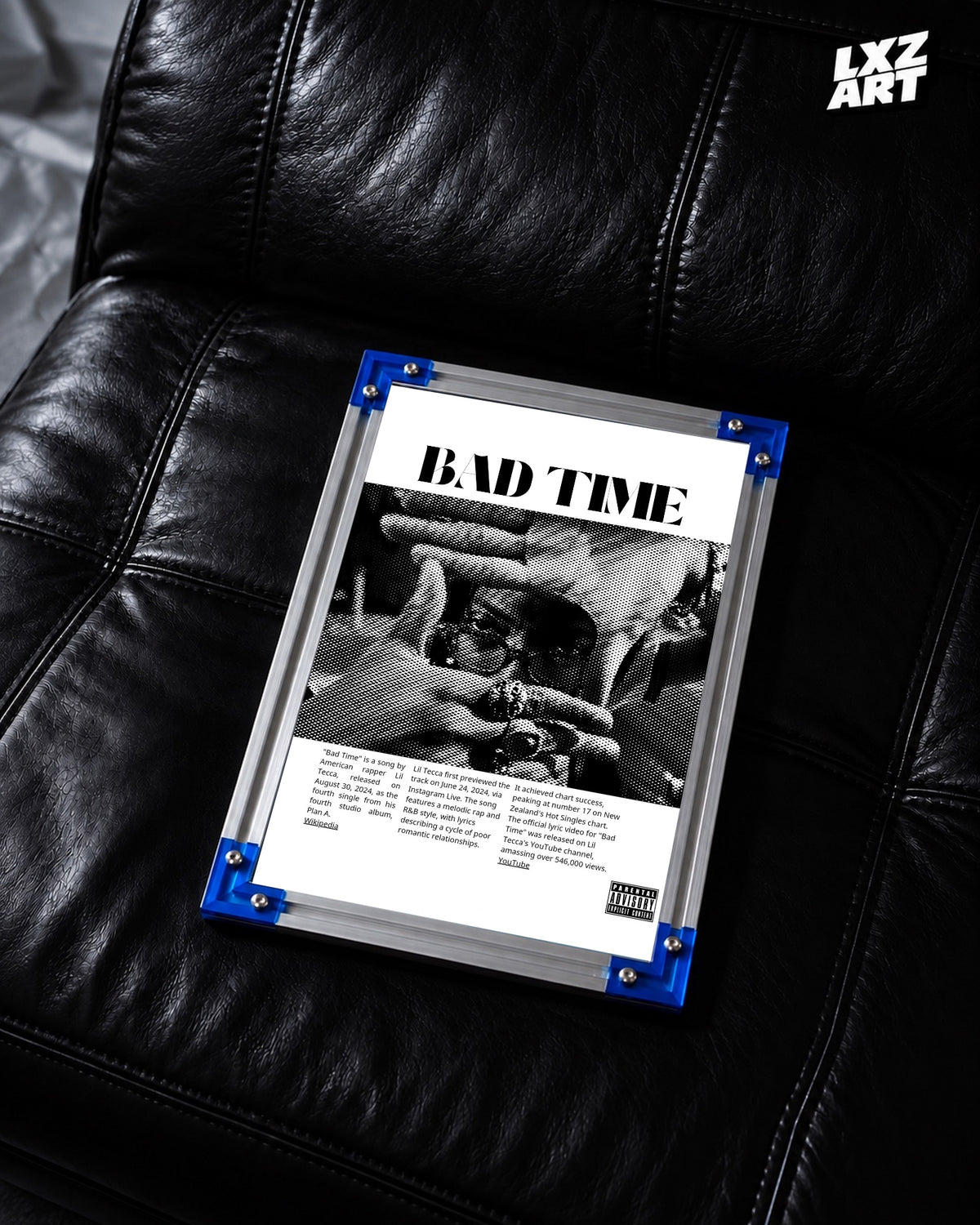 Lil Tecca BAD TIME Halftone Portrait Poster | Unframed Wall Art — LXZART display 2; frame not included