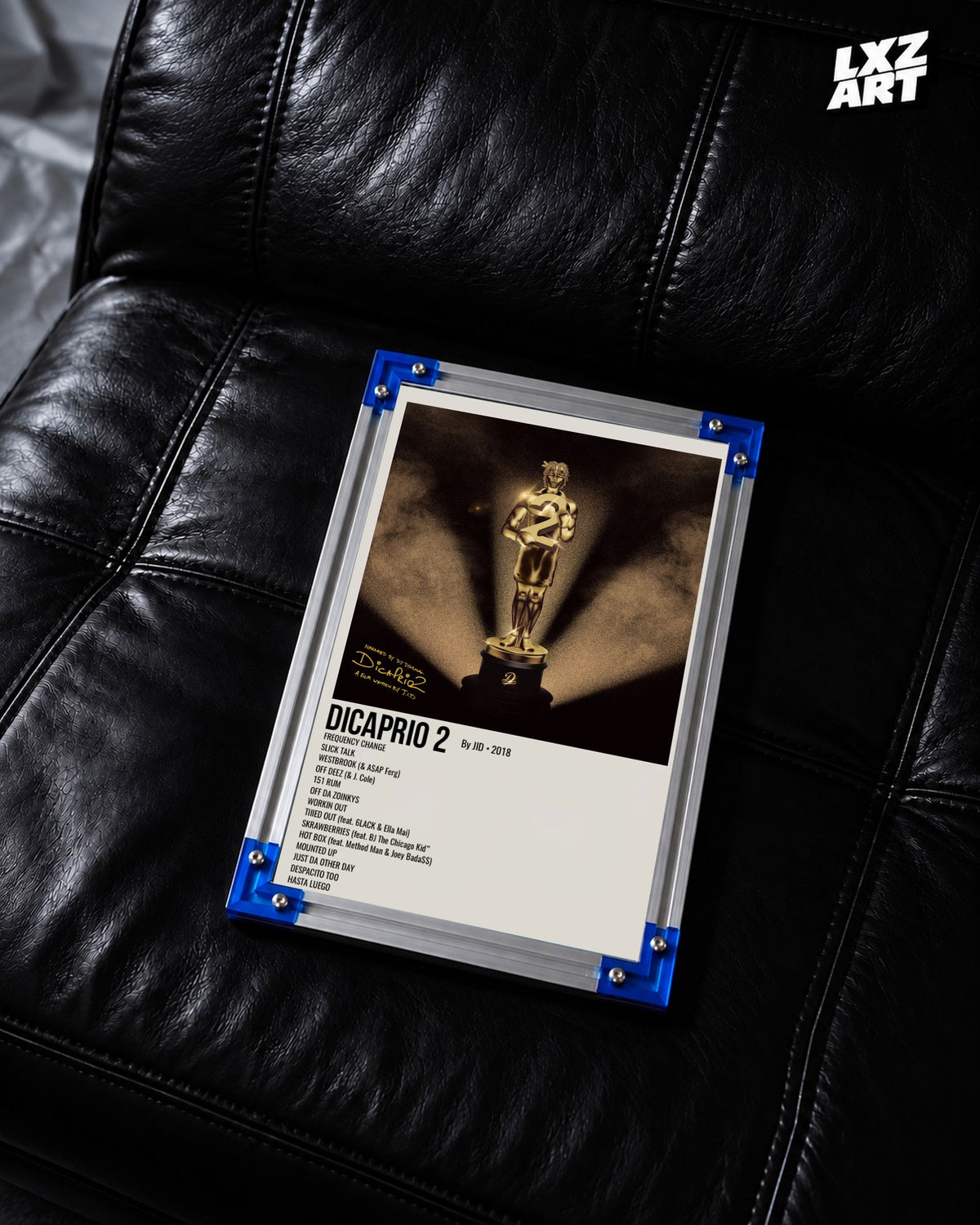 JID DiCaprio 2 Cream Vertical Tracklist Poster | Unframed Wall Art — LXZART display 2; frame not included