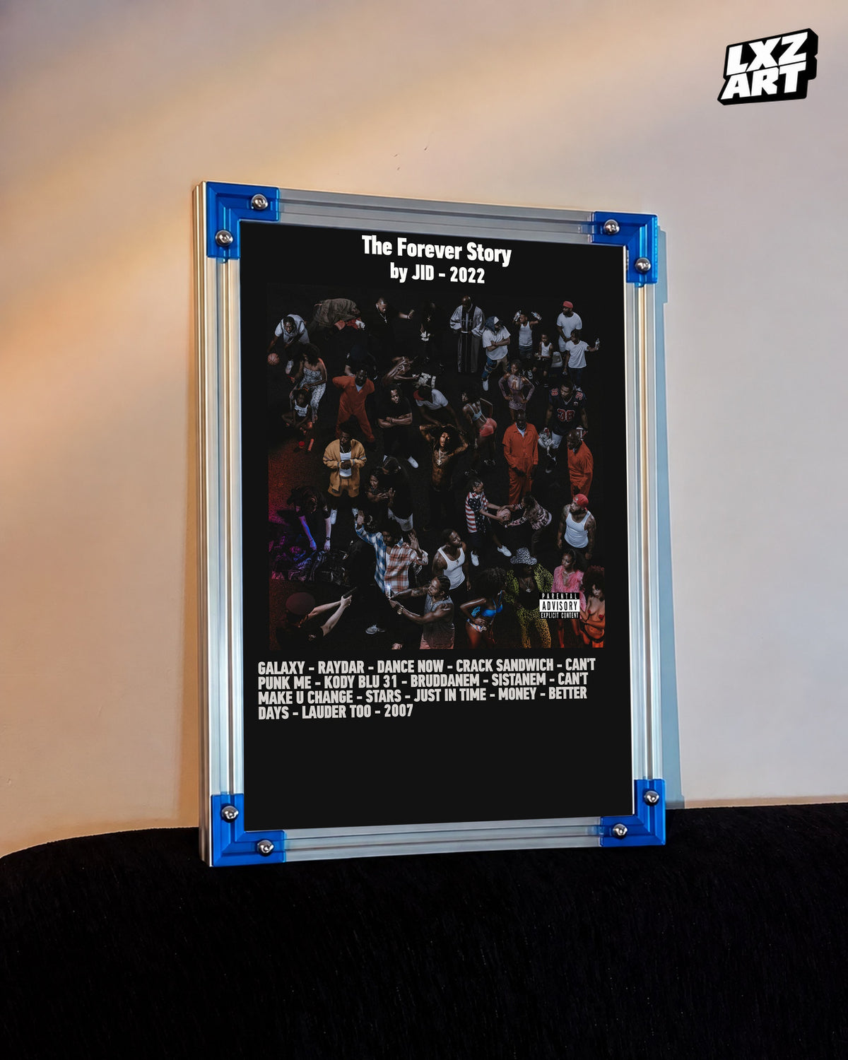 JID The Forever Story Black Bold Tracklist Poster | Unframed Wall Art — LXZART display 3; frame not included