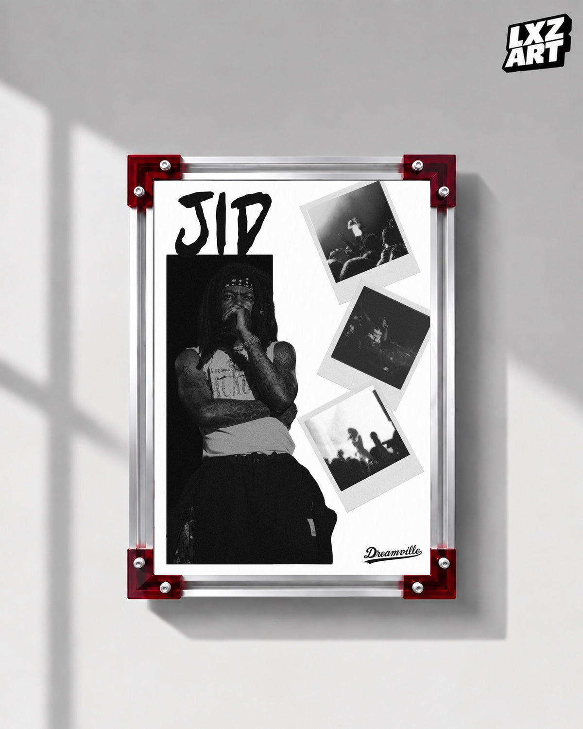 JID Performance Collage Black-and-White Poster | Unframed Wall Art — LXZART display 1; frame not included