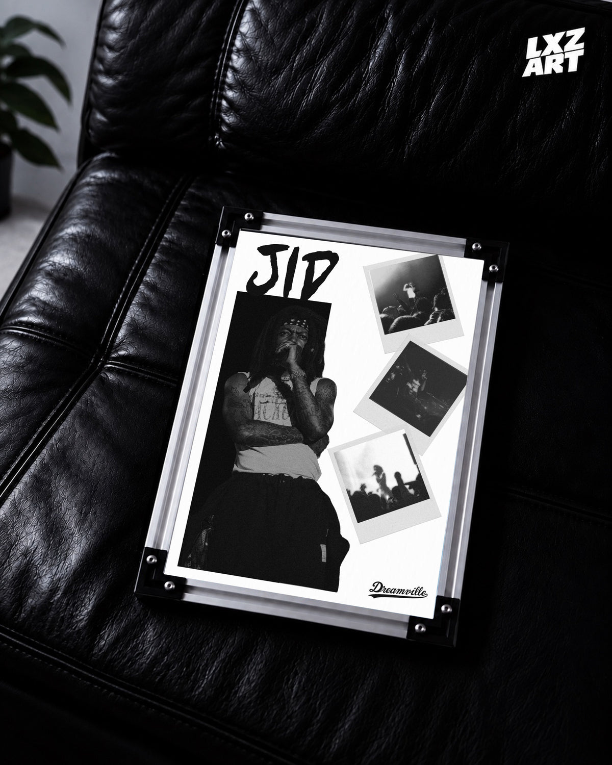 JID Performance Collage Black-and-White Poster | Unframed Wall Art — LXZART display 2; frame not included