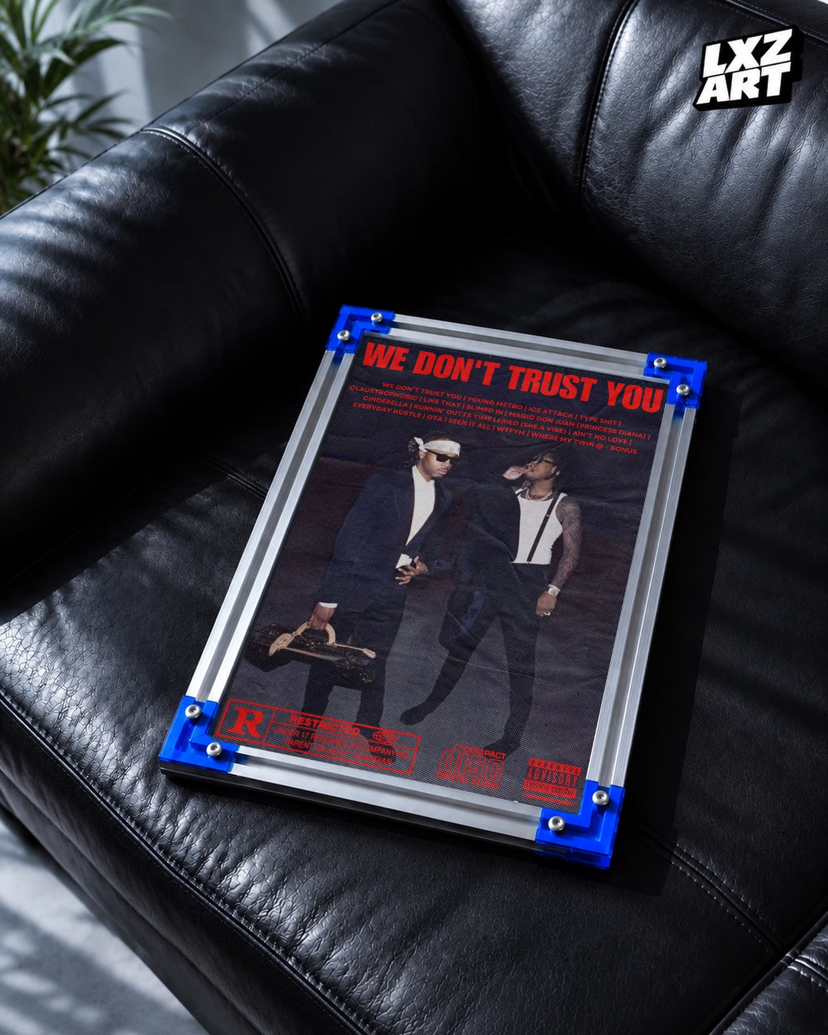 Metro Boomin We Don't Trust You Red Film Typography Poster | Unframed Wall Art — LXZART display 2; frame not included