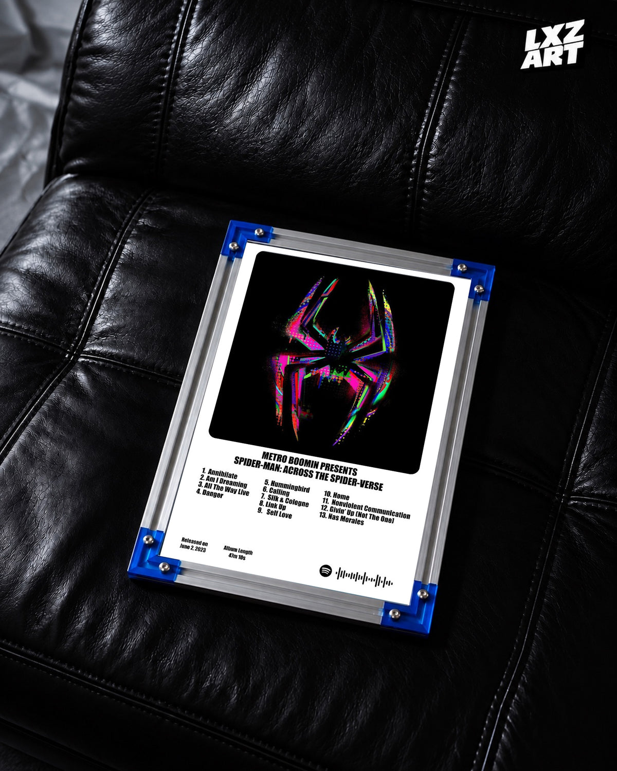 Metro Boomin Spider-Man: Across the Spider-Verse White Rounded Cover Poster | Unframed Wall Art — LXZART display 2; frame not included