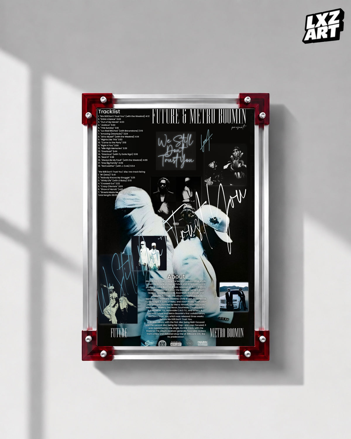 Metro Boomin We Still Don't Trust You Blue Portrait Collage Poster | Unframed Wall Art — LXZART display 1; frame not included
