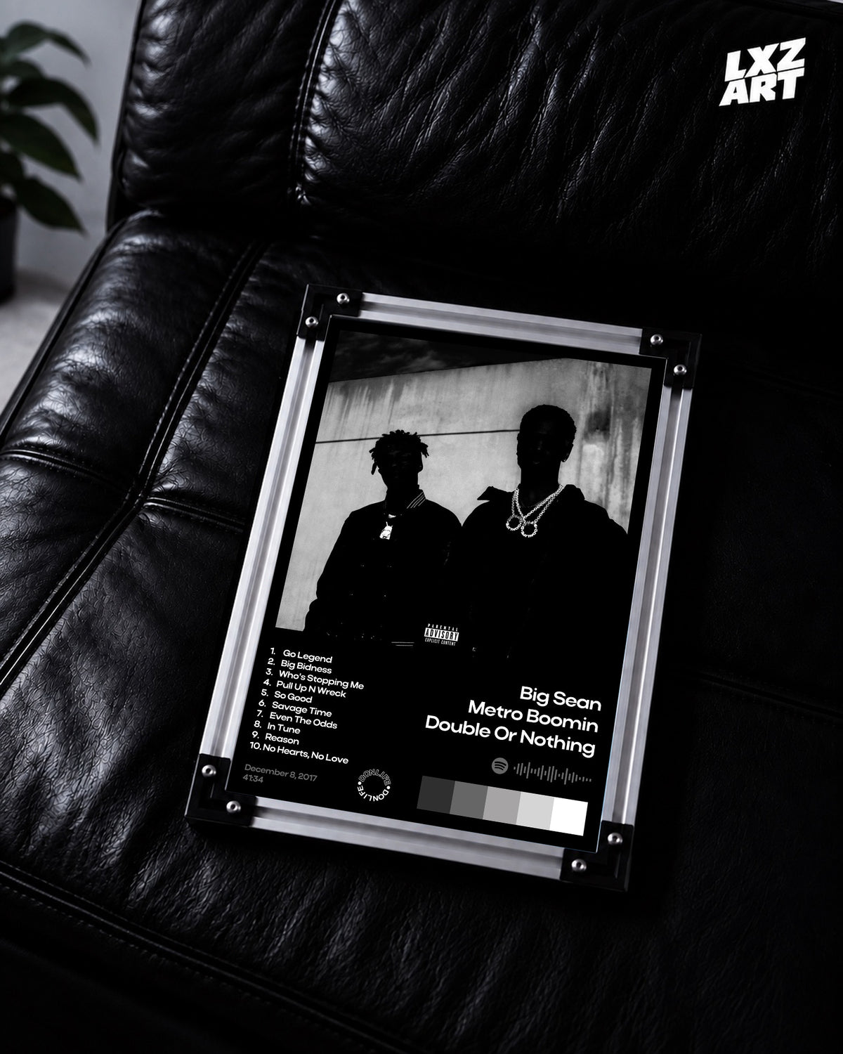 Metro Boomin Double or Nothing Black Tracklist Poster | Unframed Wall Art — LXZART display 2; frame not included