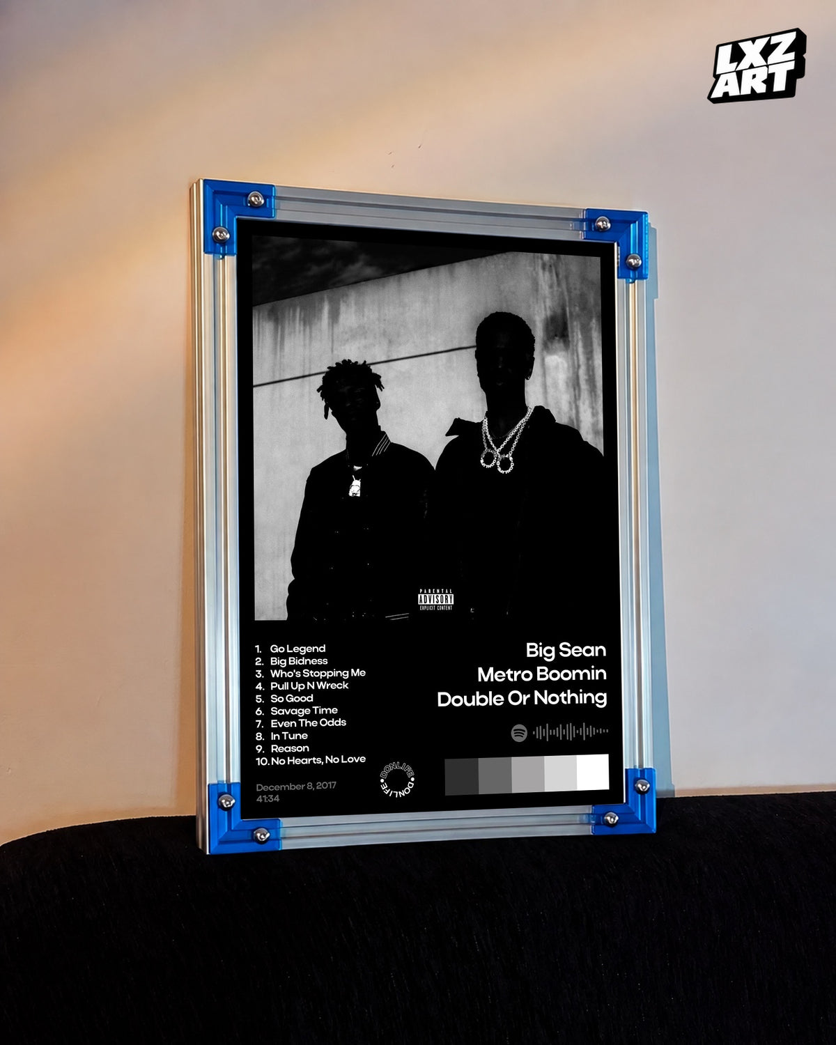 Metro Boomin Double or Nothing Black Tracklist Poster | Unframed Wall Art — LXZART display 3; frame not included