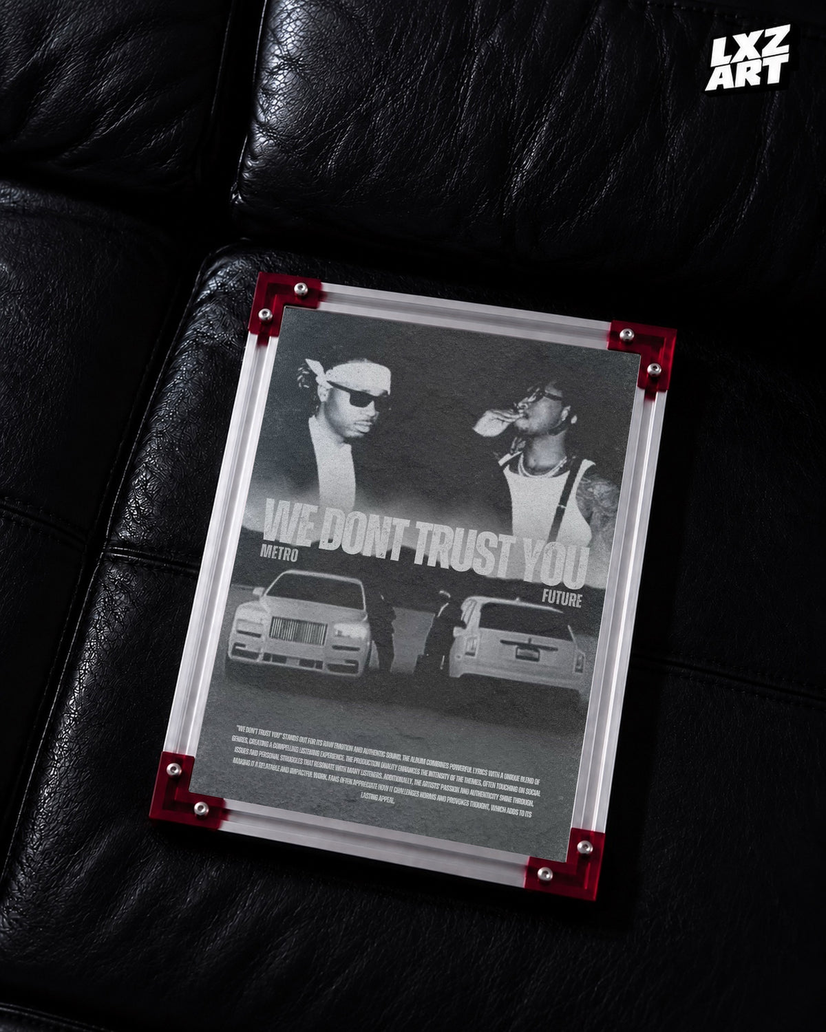 Metro Boomin We Don't Trust You Monochrome Cars Poster | Unframed Wall Art — LXZART display 2; frame not included