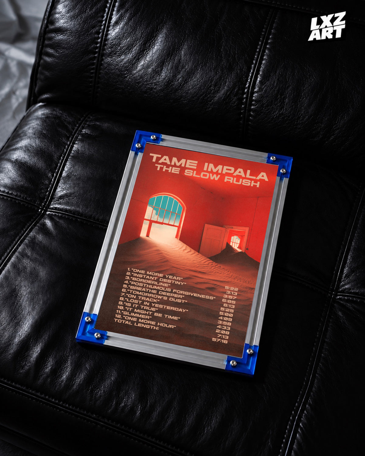 Tame Impala The Slow Rush Red Room Tracklist Poster | Unframed Wall Art — LXZART display 2; frame not included