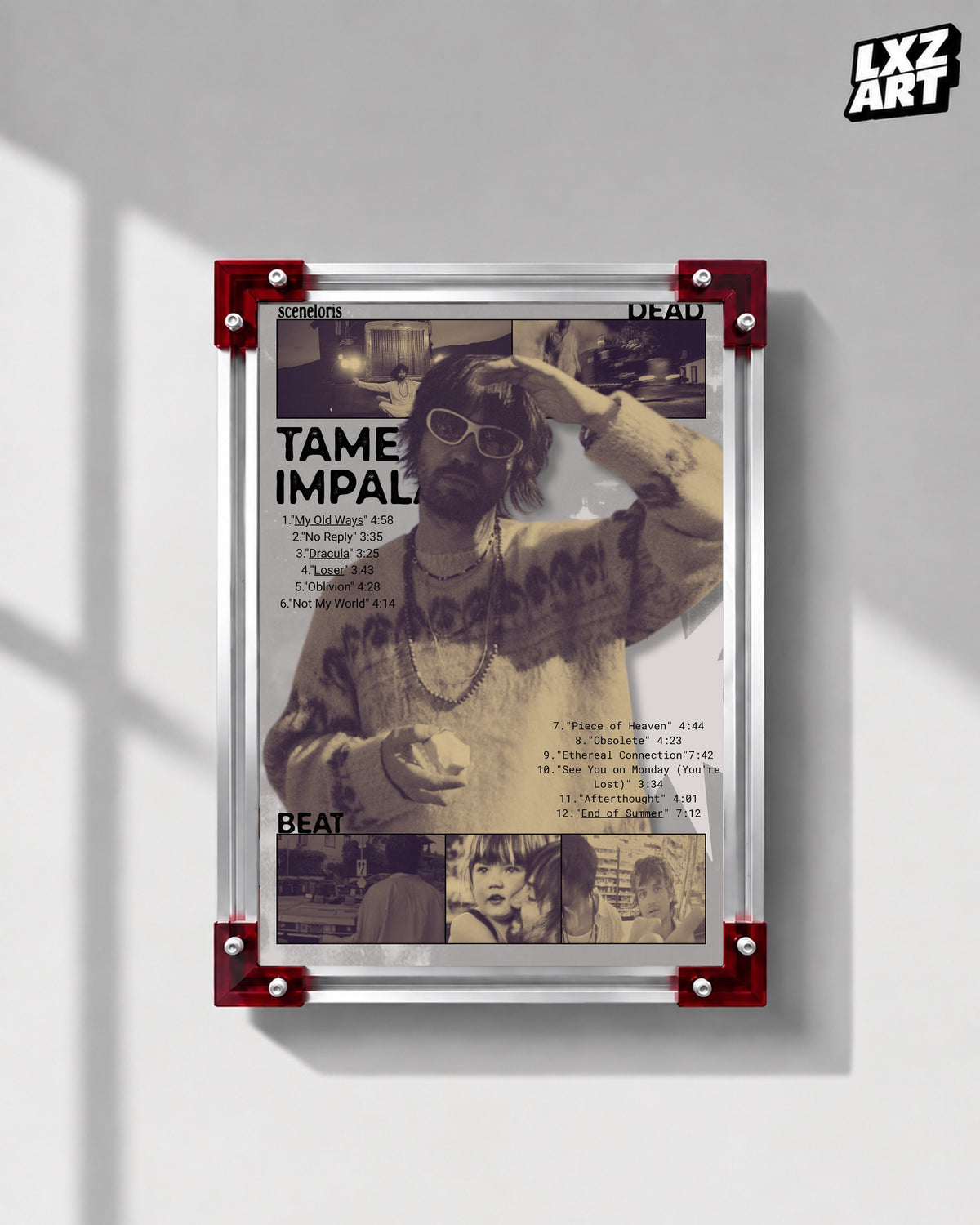 Tame Impala Deadbeat Sepia Portrait Collage Poster | Unframed Wall Art — LXZART display 1; frame not included
