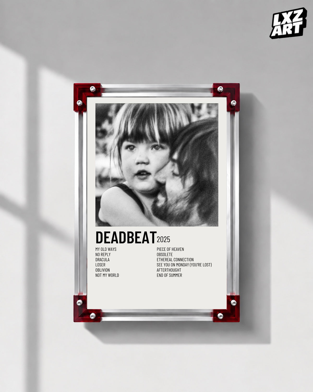 Tame Impala Deadbeat Cream Two-Column Tracklist Poster | Unframed Wall Art — LXZART display 1; frame not included