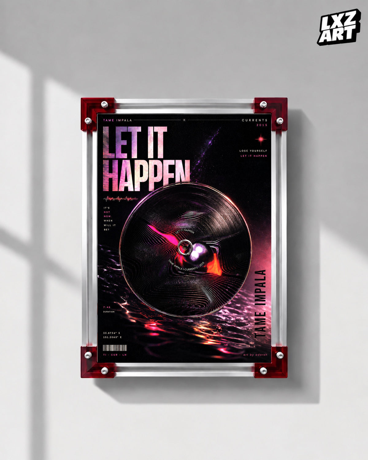 Tame Impala Let It Happen Pink Vinyl Poster | Unframed Wall Art — LXZART display 1; frame not included