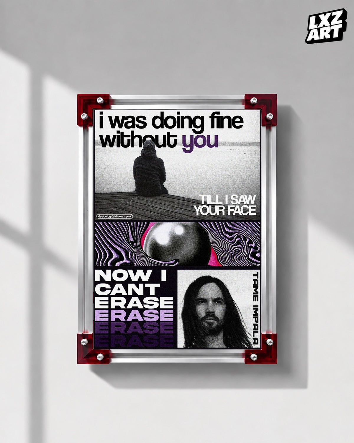 Tame Impala The Less I Know the Better Purple Monochrome Collage Poster | Unframed Wall Art — LXZART display 1; frame not included