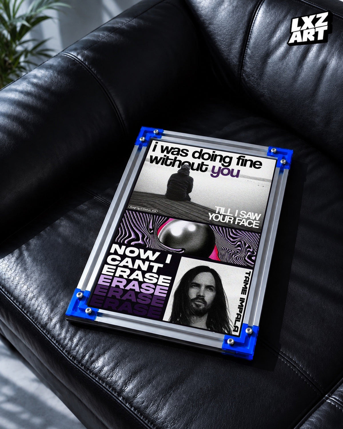 Tame Impala The Less I Know the Better Purple Monochrome Collage Poster | Unframed Wall Art — LXZART display 2; frame not included
