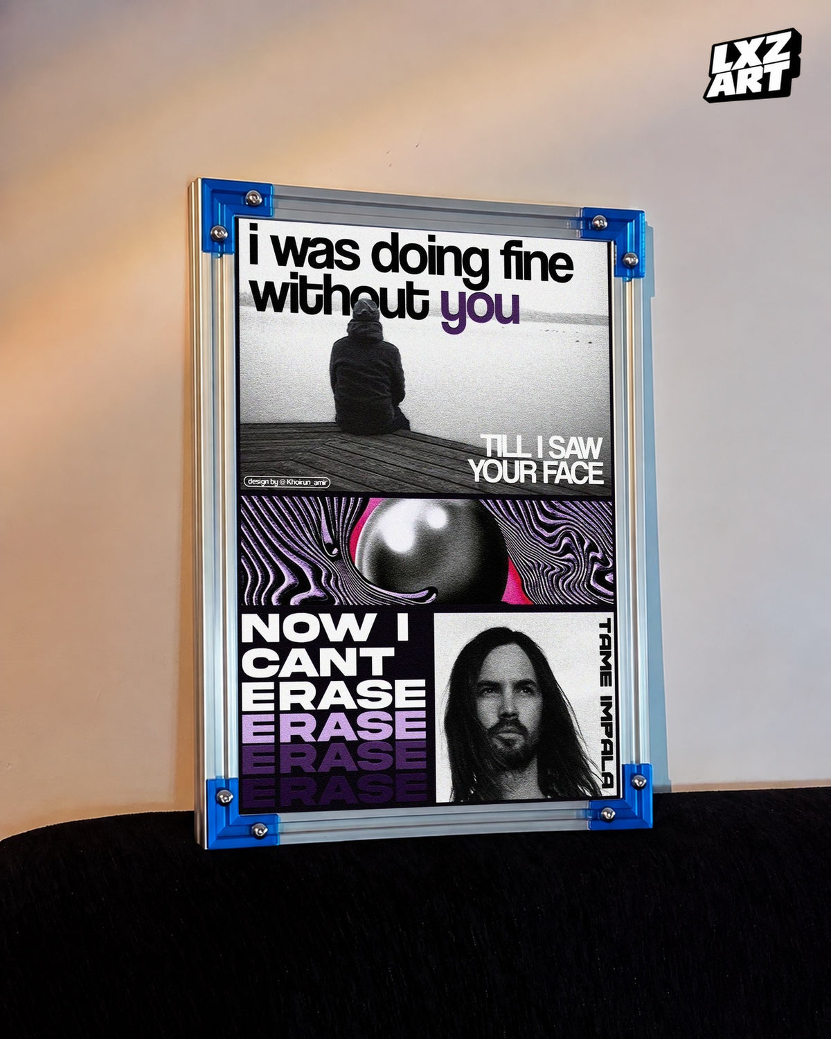 Tame Impala The Less I Know the Better Purple Monochrome Collage Poster | Unframed Wall Art — LXZART display 3; frame not included