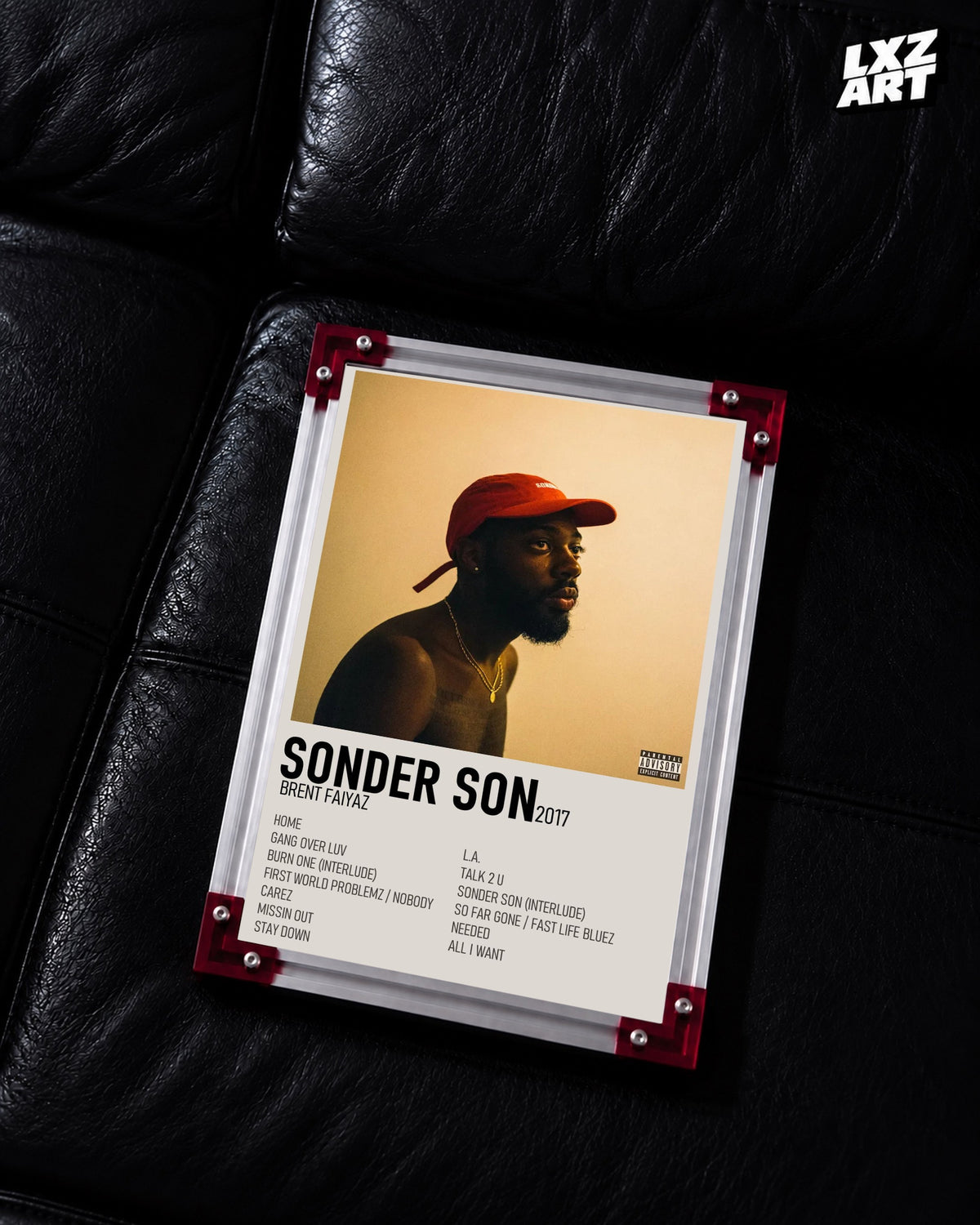 Brent Faiyaz Sonder Son Cream Two-Column Tracklist Poster | Unframed Wall Art — LXZART display 2; frame not included