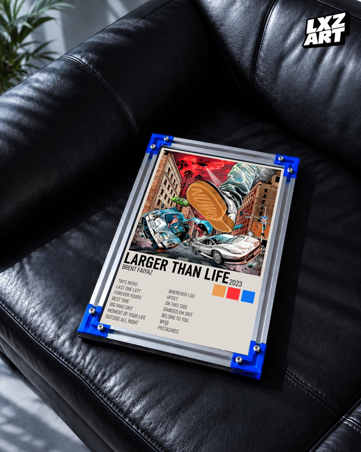 Brent Faiyaz Larger Than Life Cream Cover Tracklist Poster | Unframed Wall Art — LXZART display 2; frame not included