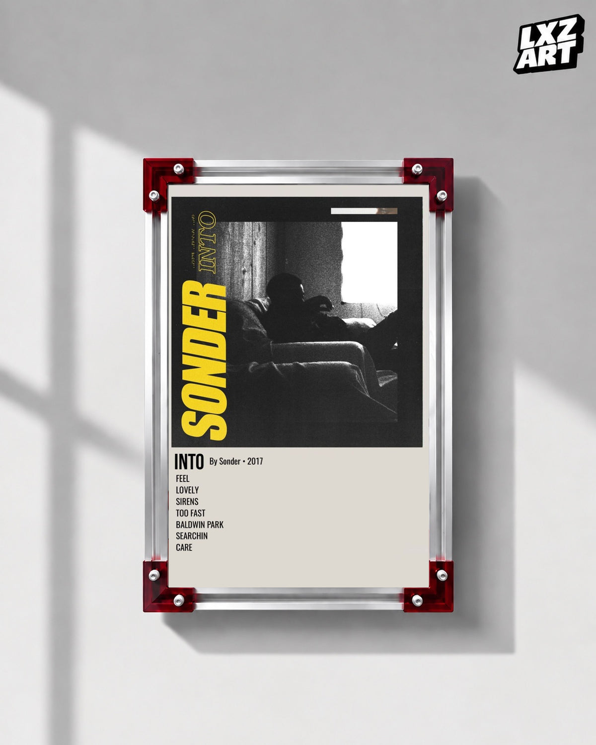 Brent Faiyaz Into Sonder Yellow Tracklist Poster | Unframed Wall Art — LXZART display 1; frame not included