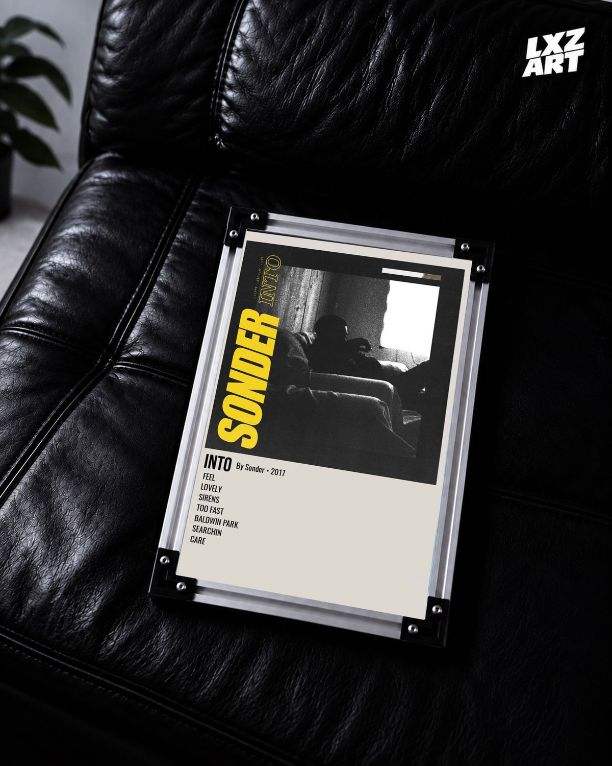 Brent Faiyaz Into Sonder Yellow Tracklist Poster | Unframed Wall Art — LXZART display 2; frame not included