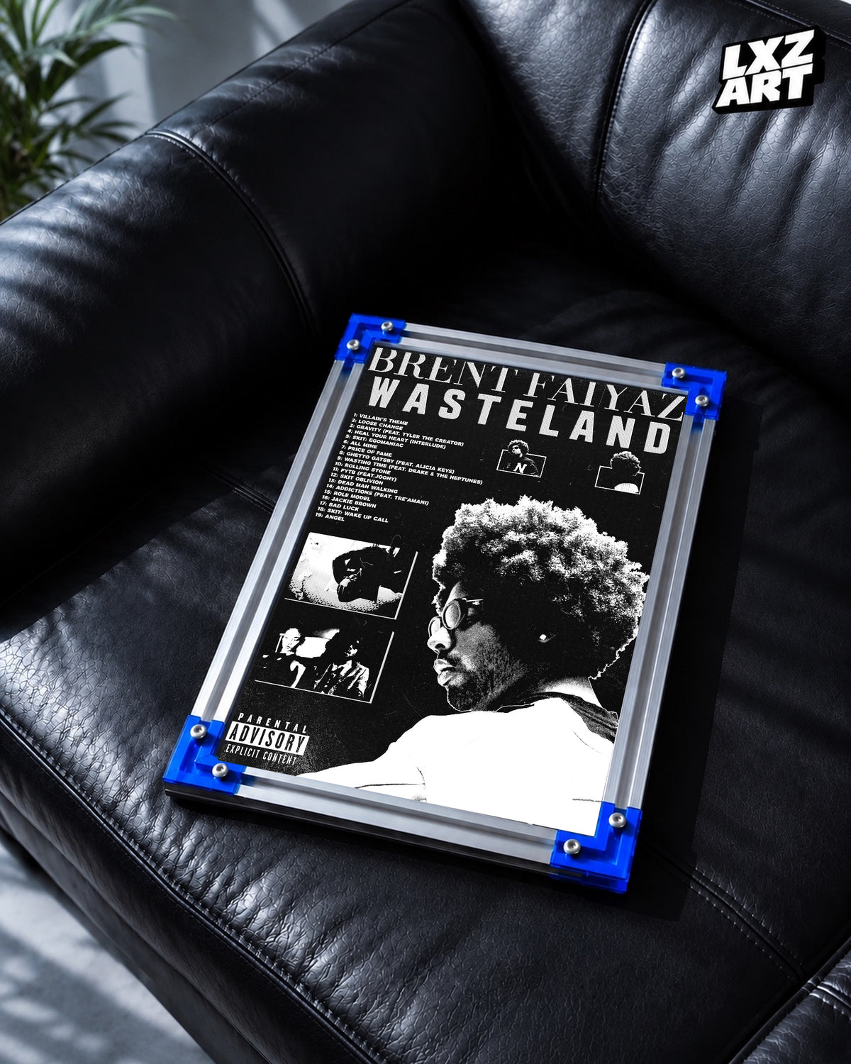 Brent Faiyaz Wasteland Black-and-White Portrait Collage Poster | Unframed Wall Art — LXZART display 2; frame not included