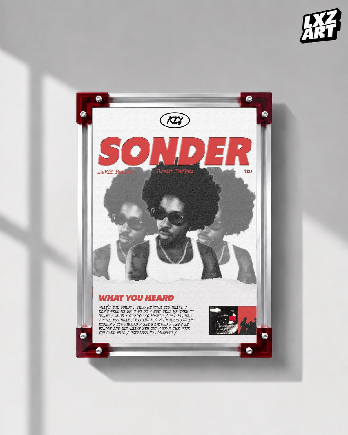 Brent Faiyaz What You Heard Sonder Red Portrait Collage Poster | Unframed Wall Art — LXZART display 1; frame not included
