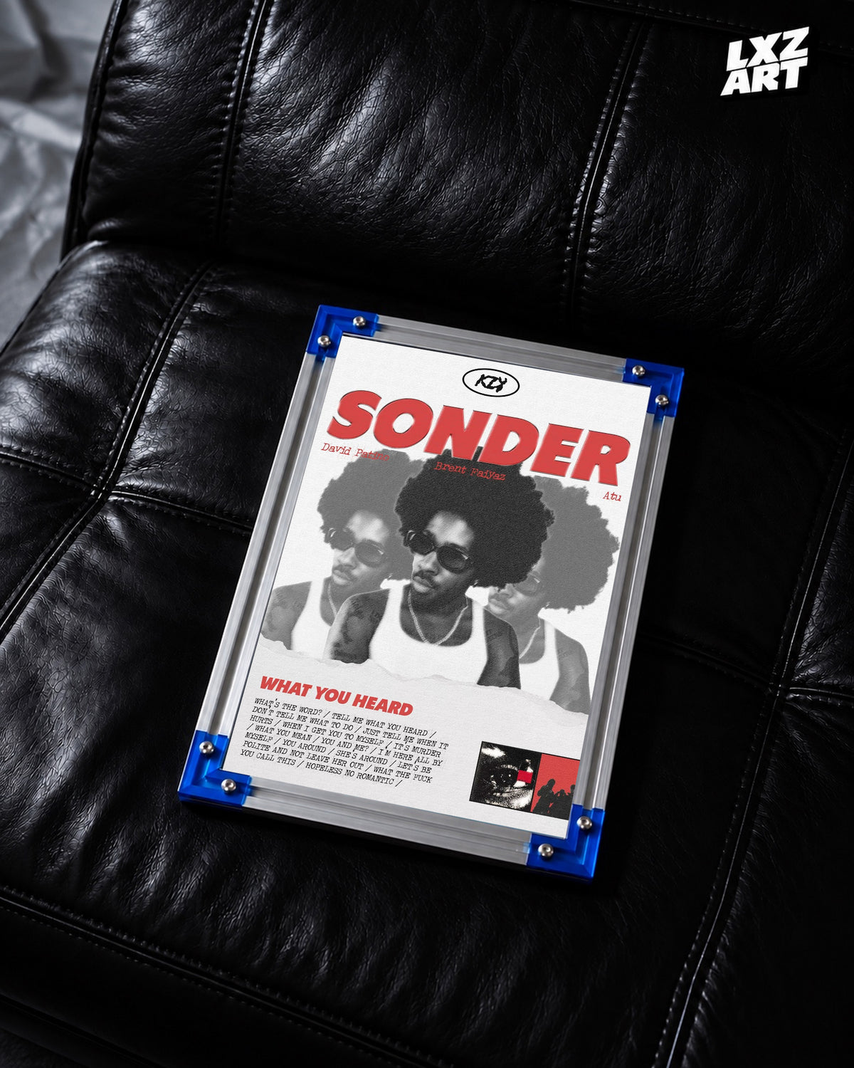 Brent Faiyaz What You Heard Sonder Red Portrait Collage Poster | Unframed Wall Art — LXZART display 2; frame not included